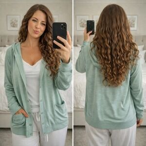 NEW Torrid Womens Plus Size 4 Seafoam Green Knit Hooded Button Front Cardigan